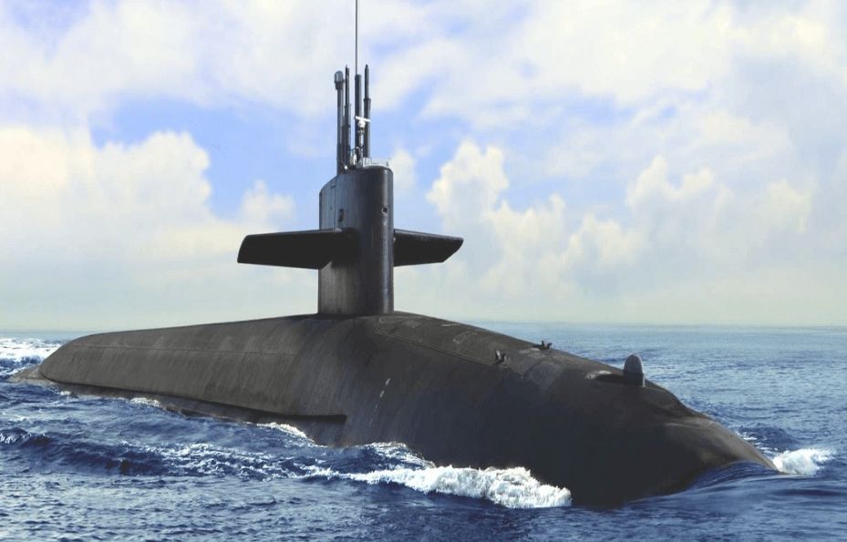 A submarine surfacing in the open ocean